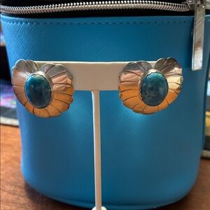 Sterling Silver Earrings with Blue Stone